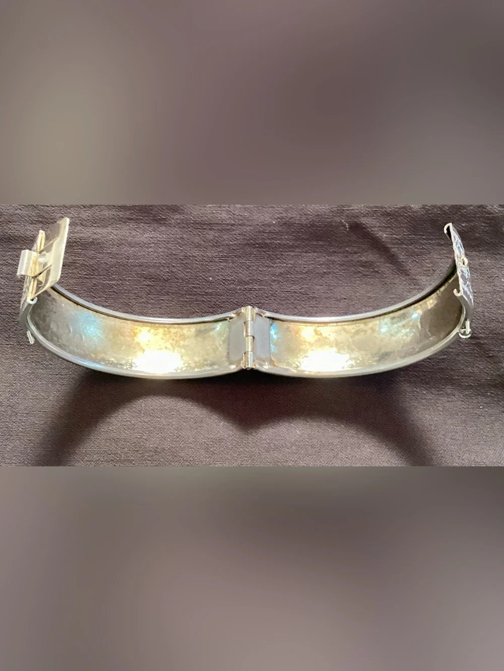 Vintage Victorian Revival Etched Silver Tone Bangle Bracelet